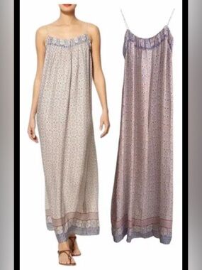 Vince Silk Multicolored Terrazo Print Designer Maxi Dress